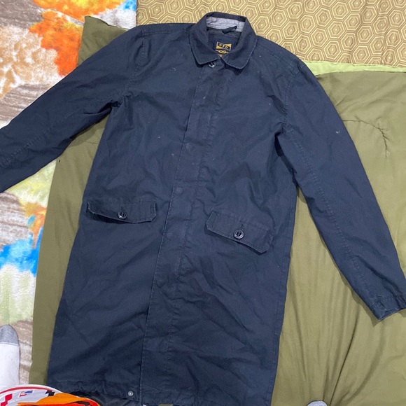 Black Light Trench Jacket Mens Size XS fits Large or Mediums - Picture 1 of 6